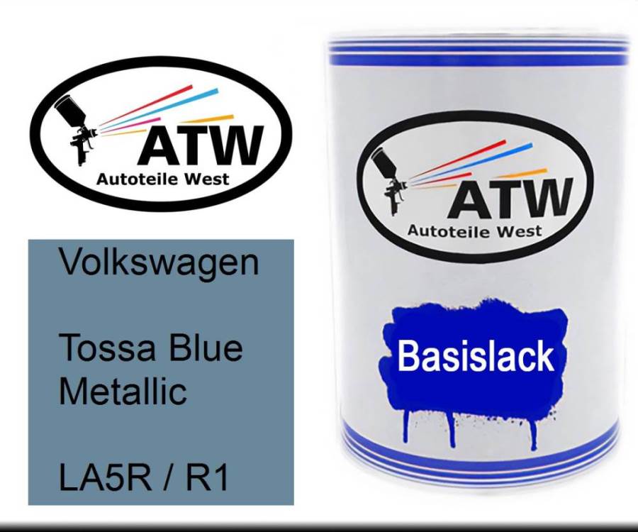 Volkswagen, Tossa Blue Metallic, LA5R / R1: 500ml Lackdose, von ATW Autoteile West.